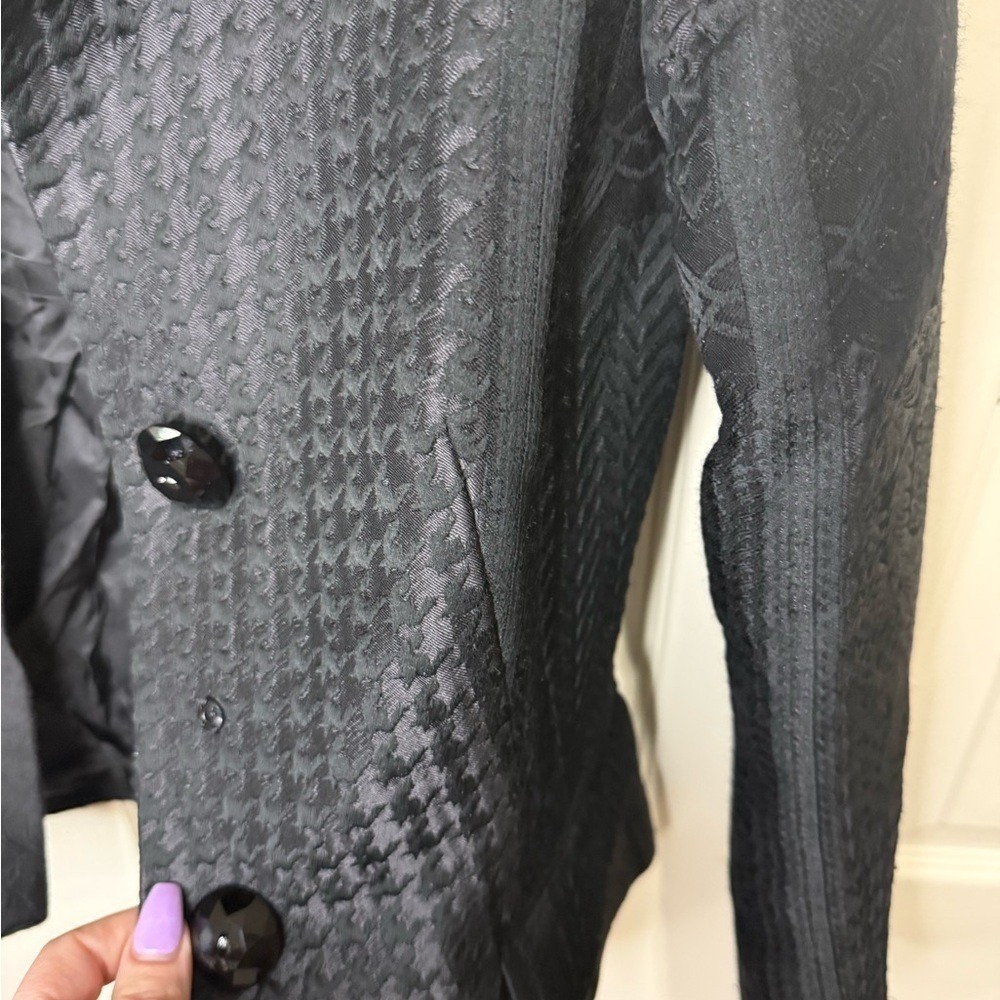 Escada Black Jacquard Blazer Jacket Size 36 Textured Pattern Designer - Picture 3 of 7